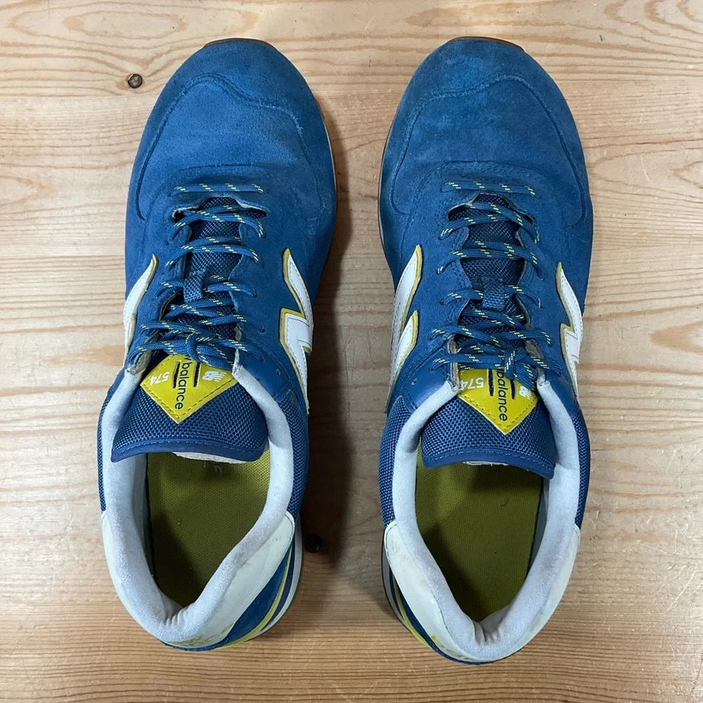 New Balance 574 Lifestyle Shoes Men’s 14 D Blue Yellow Gum Suede 2019 ML574JHP
